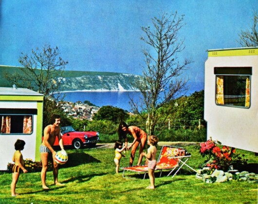 Static caravan holiday scene