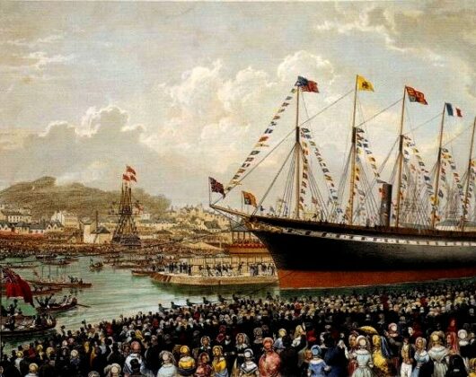 Painting of the launch of SS Great Britain