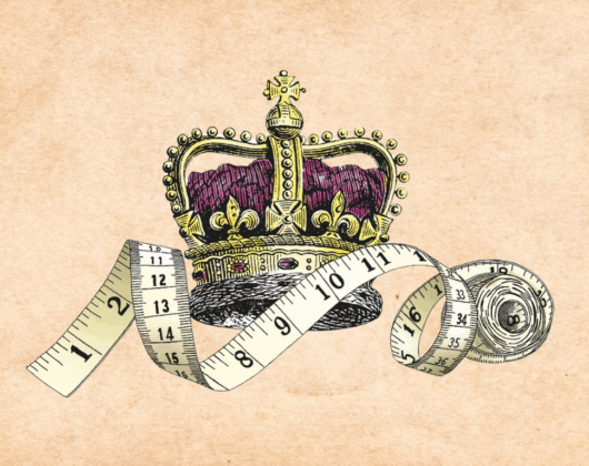 Measuring Monarchy - illustration of a crown and measuring tape