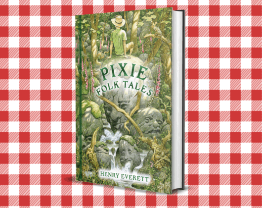 Green book with red gingham background